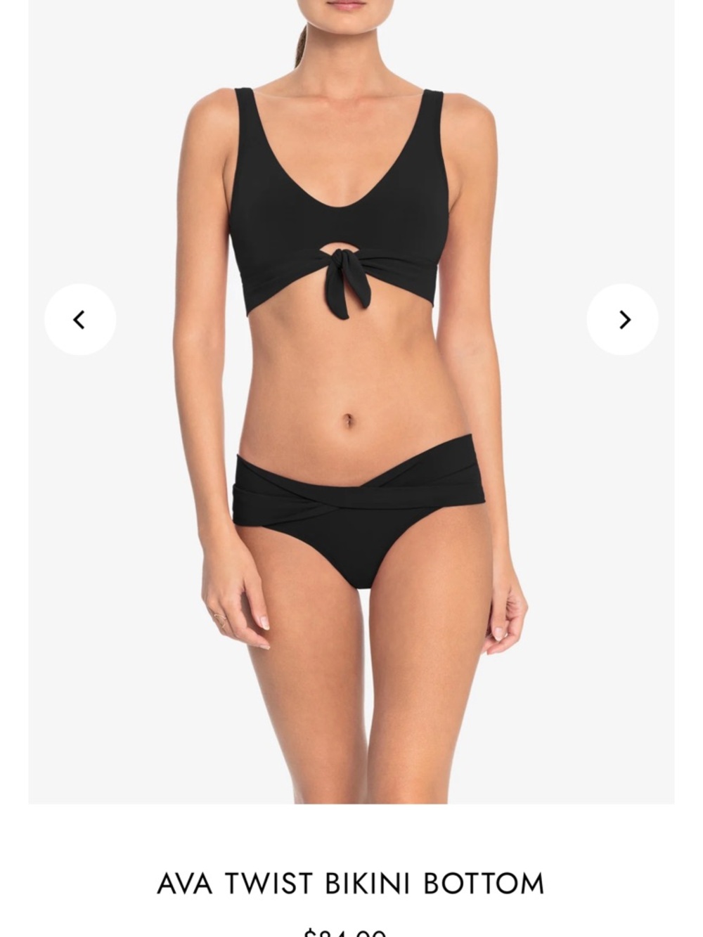 Robin Piccone Black Twist-Front Bikini Bottom